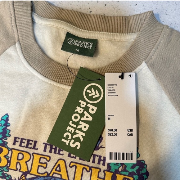 NWT Parks Project unisex crewneck sweatshirt Feel The Earth Breathe in S - Picture 9 of 16